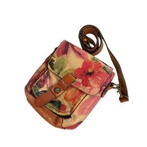 PATRICIA NASH Floral Flap Leather Crossbody Bag Purse